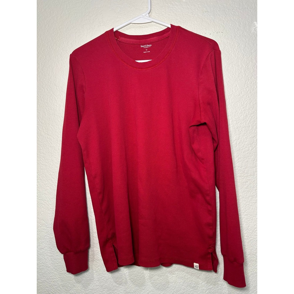 Organic Cotton Burts Bees Baby Red  Ribbed Long‎ Sleeve Tee Shirt Womens Medium